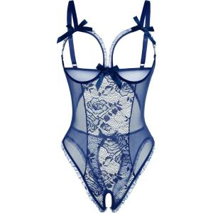 image:imageAvidlove Women One Piece Lingerie Sexy Lace Babydoll Mini BodysuitNavy Blue