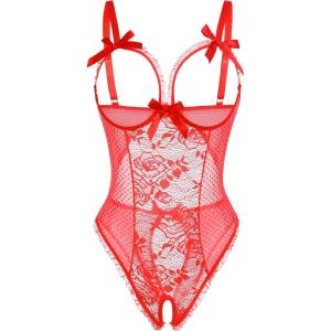 image:imageAvidlove Women One Piece Lingerie Sexy Lace Babydoll Mini BodysuitRed Sequins