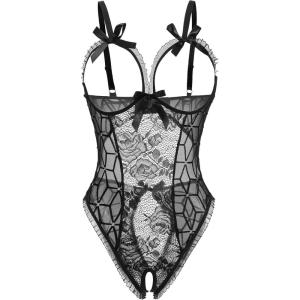 image:imageAvidlove Women One Piece Lingerie Sexy Lace Babydoll Mini BodysuitSquare Pattern