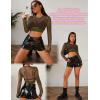 image:imageAvidlove Fishnet Top Women Mesh Long Sleeve Crop Top See Through Shirt Sheer Rave Top XSXXLArmy Green