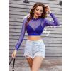 image:imageAvidlove Fishnet Top Women Mesh Long Sleeve Crop Top See Through Shirt Sheer Rave Top XSXXLBlue