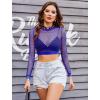 image:imageAvidlove Fishnet Top Women Mesh Long Sleeve Crop Top See Through Shirt Sheer Rave Top XSXXLBlue