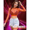 image:imageAvidlove Fishnet Top Women Mesh Long Sleeve Crop Top See Through Shirt Sheer Rave Top XSXXLOrange