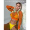 image:imageAvidlove Fishnet Top Women Mesh Long Sleeve Crop Top See Through Shirt Sheer Rave Top XSXXLOrange