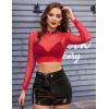 image:imageAvidlove Fishnet Top Women Mesh Long Sleeve Crop Top See Through Shirt Sheer Rave Top XSXXLRed