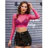 image:imageAvidlove Fishnet Top Women Mesh Long Sleeve Crop Top See Through Shirt Sheer Rave Top XSXXLRose Red