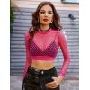image:imageAvidlove Fishnet Top Women Mesh Long Sleeve Crop Top See Through Shirt Sheer Rave Top XSXXLRose Red