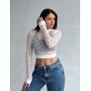image:imageAvidlove Fishnet Top Women Mesh Long Sleeve Crop Top See Through Shirt Sheer Rave Top XSXXLWhitelong Sleeve