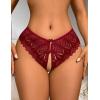 image:imageAvidlove Lace Panties for Women Rhinestone Cheeky Briefs Criss Cross String Hipster UnderwearBurgundy
