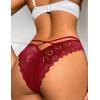 image:imageAvidlove Lace Panties for Women Rhinestone Cheeky Briefs Criss Cross String Hipster UnderwearBurgundy