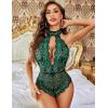 image:imageAvidlove Lingerie for Women Halter Lace Bodysuit V Neck Teddy One Piece Babydoll NightgownBlack Green