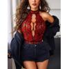 image:imageAvidlove Lingerie for Women Halter Lace Bodysuit V Neck Teddy One Piece Babydoll NightgownBlack Red