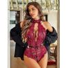 image:imageAvidlove Lingerie for Women Halter Lace Bodysuit V Neck Teddy One Piece Babydoll NightgownBlack Rose Red