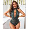 image:imageAvidlove Lingerie for Women Halter Lace Bodysuit V Neck Teddy One Piece Babydoll NightgownGreen
