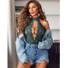 image:imageAvidlove Lingerie for Women Halter Lace Bodysuit V Neck Teddy One Piece Babydoll NightgownGreen