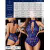 image:imageAvidlove Lingerie for Women Halter Lace Bodysuit V Neck Teddy One Piece Babydoll NightgownNavy Blue