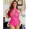image:imageAvidlove Lingerie for Women Halter Lace Bodysuit V Neck Teddy One Piece Babydoll NightgownRose Red