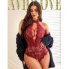 image:imageAvidlove Lingerie for Women Halter Lace Bodysuit V Neck Teddy One Piece Babydoll NightgownWine Red