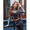 image:imageAvidlove Mesh Crop Tops for Women Mock Neck Long Sleeve Crop Top See Through Shirt Top Sexy ClubwearBluegreen Tie Dye