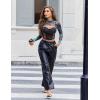 image:imageAvidlove Mesh Crop Tops for Women Mock Neck Long Sleeve Crop Top See Through Shirt Top Sexy ClubwearBluegreen Tie Dye