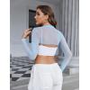 image:imageAvidlove Mesh Crop Tops for Women Mock Neck Long Sleeve Crop Top See Through Shirt Top Sexy ClubwearLight Blue