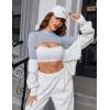image:imageAvidlove Mesh Crop Tops for Women Mock Neck Long Sleeve Crop Top See Through Shirt Top Sexy ClubwearLight Blue