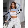 image:imageAvidlove Mesh Crop Tops for Women Mock Neck Long Sleeve Crop Top See Through Shirt Top Sexy ClubwearLight Blue