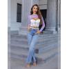 image:imageAvidlove Mesh Crop Tops for Women Mock Neck Long Sleeve Crop Top See Through Shirt Top Sexy ClubwearLilac