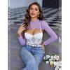 image:imageAvidlove Mesh Crop Tops for Women Mock Neck Long Sleeve Crop Top See Through Shirt Top Sexy ClubwearLilac