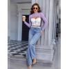 image:imageAvidlove Mesh Crop Tops for Women Mock Neck Long Sleeve Crop Top See Through Shirt Top Sexy ClubwearLilac