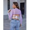 image:imageAvidlove Mesh Crop Tops for Women Mock Neck Long Sleeve Crop Top See Through Shirt Top Sexy ClubwearLilac
