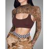 image:imageAvidlove Mesh Crop Tops for Women Mock Neck Long Sleeve Crop Top See Through Shirt Top Sexy ClubwearPat3