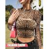 image:imageAvidlove Mesh Crop Tops for Women Mock Neck Long Sleeve Crop Top See Through Shirt Top Sexy ClubwearPat3