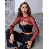 image:imageAvidlove Mesh Crop Tops for Women Mock Neck Long Sleeve Crop Top See Through Shirt Top Sexy ClubwearWine Red