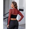 image:imageAvidlove Mesh Crop Tops for Women Mock Neck Long Sleeve Crop Top See Through Shirt Top Sexy ClubwearWine Red