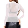 image:imageAvidlove Mesh Top for Women Long Sleeve See Through Shirt Mock Neck Sheer Blouse Clubwear Party XS3XLAwhite