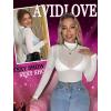 image:imageAvidlove Mesh Top for Women Long Sleeve See Through Shirt Mock Neck Sheer Blouse Clubwear Party XS3XLAwhite