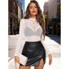 image:imageAvidlove Mesh Top for Women Long Sleeve See Through Shirt Mock Neck Sheer Blouse Clubwear Party XS3XLAwhite