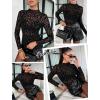 image:imageAvidlove Mesh Top for Women Long Sleeve See Through Shirt Mock Neck Sheer Blouse Clubwear Party XS3XLBlack Leopard