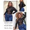 image:imageAvidlove Mesh Top for Women Long Sleeve See Through Shirt Mock Neck Sheer Blouse Clubwear Party XS3XLBlack Leopard