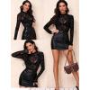 image:imageAvidlove Mesh Top for Women Long Sleeve See Through Shirt Mock Neck Sheer Blouse Clubwear Party XS3XLBlack Leopard