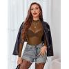 image:imageAvidlove Mesh Top for Women Long Sleeve See Through Shirt Mock Neck Sheer Blouse Clubwear Party XS3XLBrown
