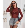 image:imageAvidlove Mesh Top for Women Long Sleeve See Through Shirt Mock Neck Sheer Blouse Clubwear Party XS3XLDark Red