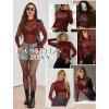 image:imageAvidlove Mesh Top for Women Long Sleeve See Through Shirt Mock Neck Sheer Blouse Clubwear Party XS3XLDark Red