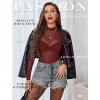 image:imageAvidlove Mesh Top for Women Long Sleeve See Through Shirt Mock Neck Sheer Blouse Clubwear Party XS3XLDark Red