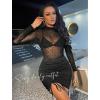 image:imageAvidlove Mesh Top for Women Long Sleeve See Through Shirt Mock Neck Sheer Blouse Clubwear Party XS3XLDotsjh79