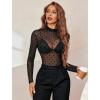 image:imageAvidlove Mesh Top for Women Long Sleeve See Through Shirt Mock Neck Sheer Blouse Clubwear Party XS3XLDotsjh79