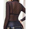 image:imageAvidlove Mesh Top for Women Long Sleeve See Through Shirt Mock Neck Sheer Blouse Clubwear Party XS3XLDotsjh79