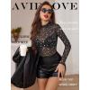 image:imageAvidlove Mesh Top for Women Long Sleeve See Through Shirt Mock Neck Sheer Blouse Clubwear Party XS3XLKt246