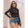 image:imageAvidlove Mesh Top for Women Long Sleeve See Through Shirt Mock Neck Sheer Blouse Clubwear Party XS3XLKt91